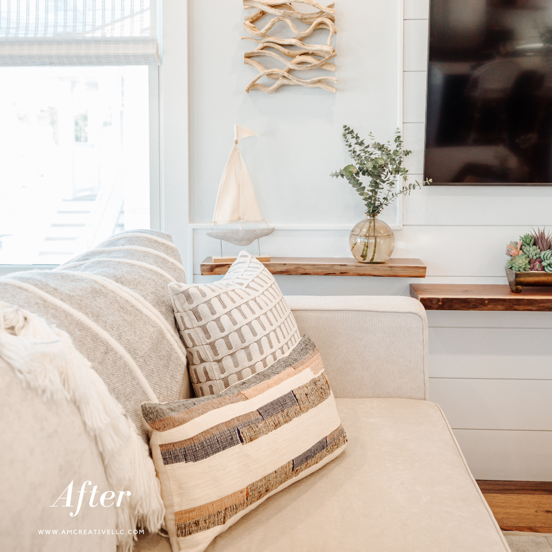Airbnb living room styling details pillows and decor