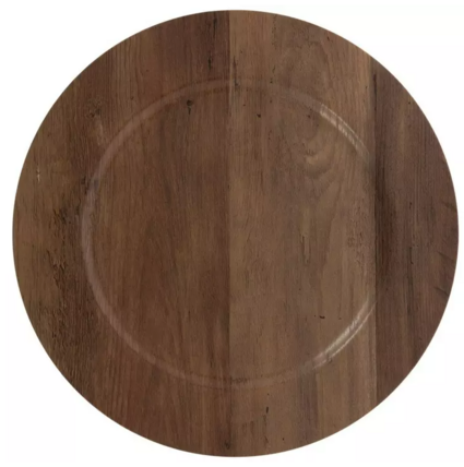 $2.00- 13" - Brown Faux wood Charger