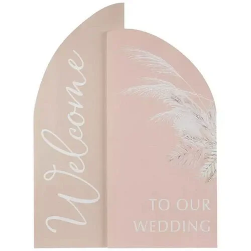 $60.00- Pink Boho Chic Arched Welcome Sign