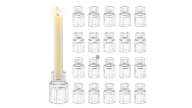 $1.50-  Vintage Clear Tapered Candlestick holder