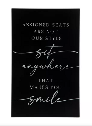 $5.00- Black Assigned Seating Sign 