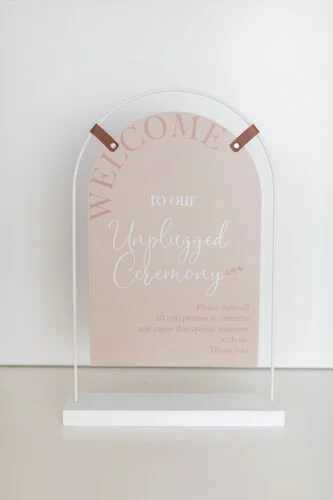 $20.00- Pink Boho Chic Arched Unplugged Sign