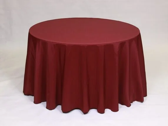 $16.00- 108" Burgundy Polyester round Linen