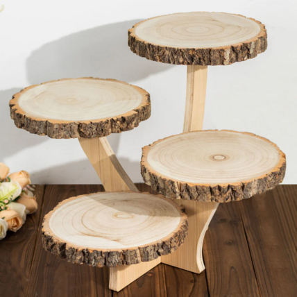 $30.00 Wood Round 4 tier Dessert Stand 