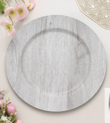 $2.00- 13" - Gray Faux wood Charger