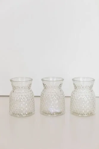 $3.00  - Clear Glass Textured Vase