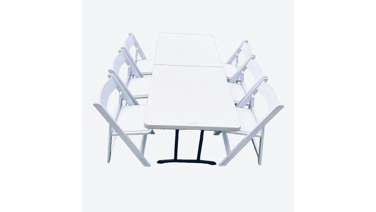 SET- $42.00 -6 ft Folding table & 6 chairs 