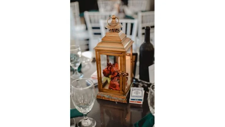 $25.00 - Gold Lantern with Blue Accent
