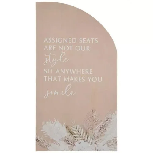 $10.00- Pink Boho Chic Arched Assigned Seating Sign
