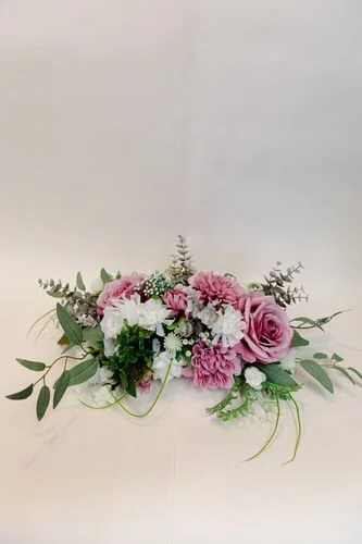 $13.00- Greenery, White, and Dusty pink floral pieces 