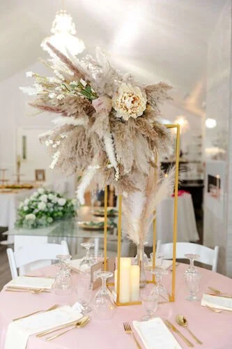 $45.00- Giant Gold Stand with Pampas floral design