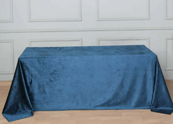 $50.00- 90" x 132" Navy Velvet Rectangular Linen