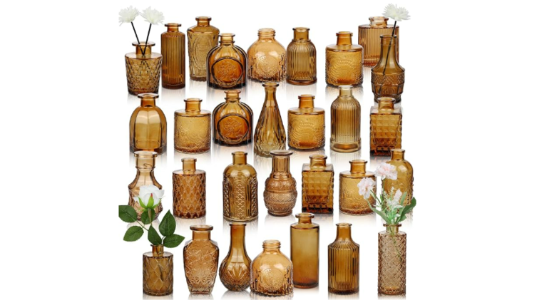 $2.00-  Assorted Vintage Amber Budvase 