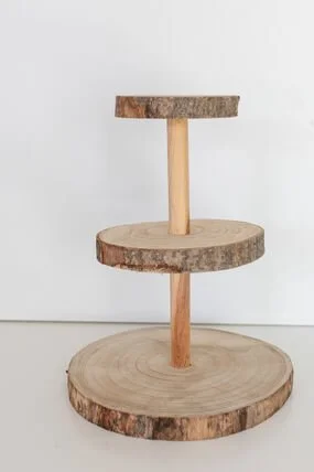 $20.00 Wood Round 3 tier Dessert Stand 