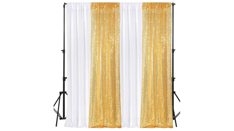 $4.00- 2' Gold Sparkle Curtain Backdrop