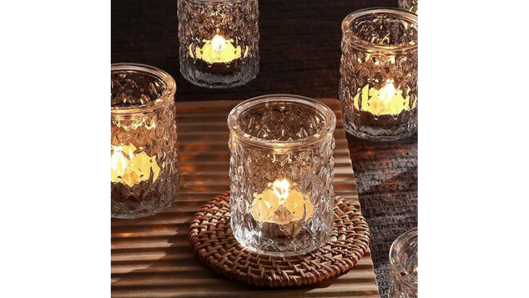 $0.75-  Vintage Amber Votive Holder 