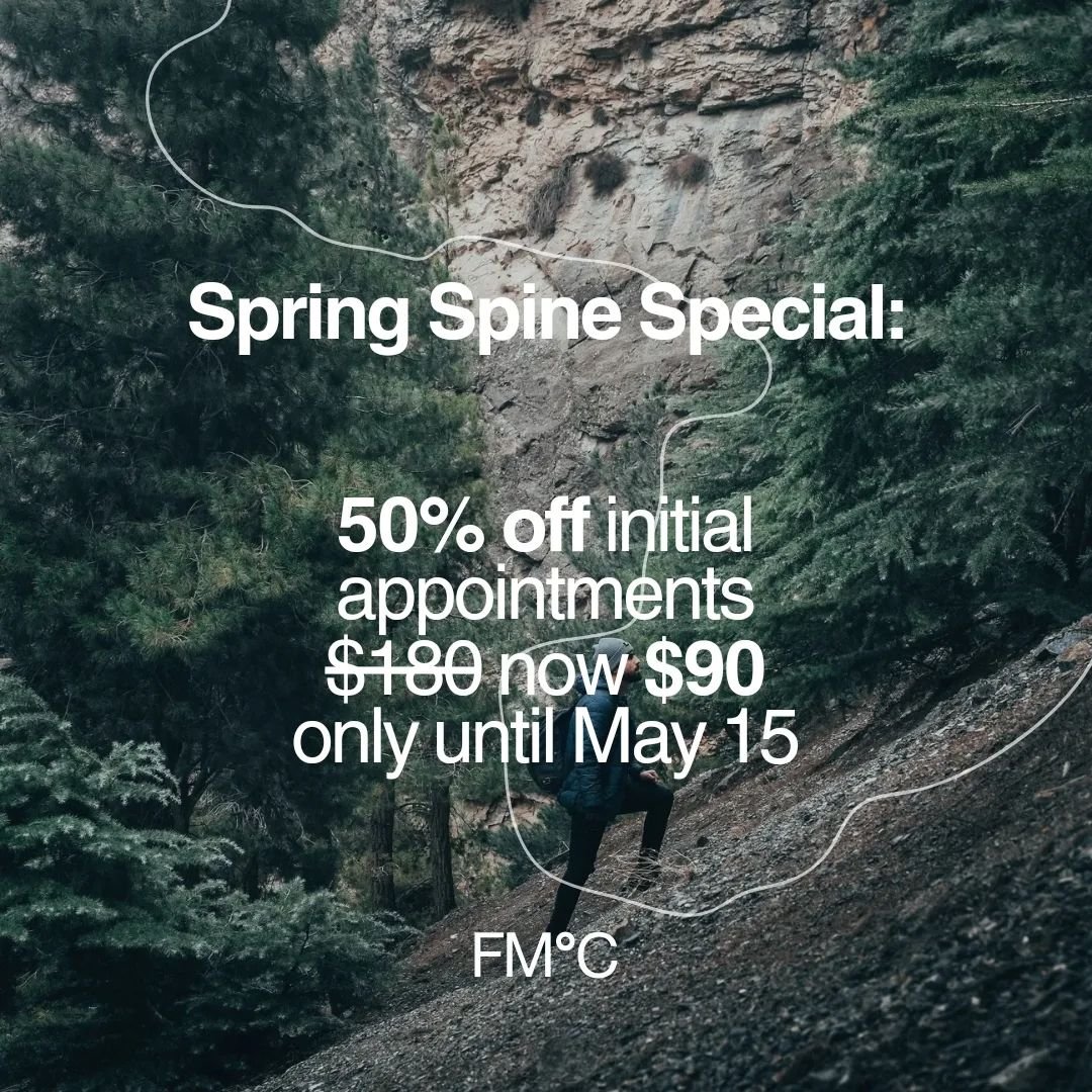 🌞 Spring Spine Special 🌞

With sunshine and warm weather on the horizon we are running a limited time discount. Let us help you shake off the winter hibernation cob webs, and get you back to doing those summer activities that you love. 

Book onlin