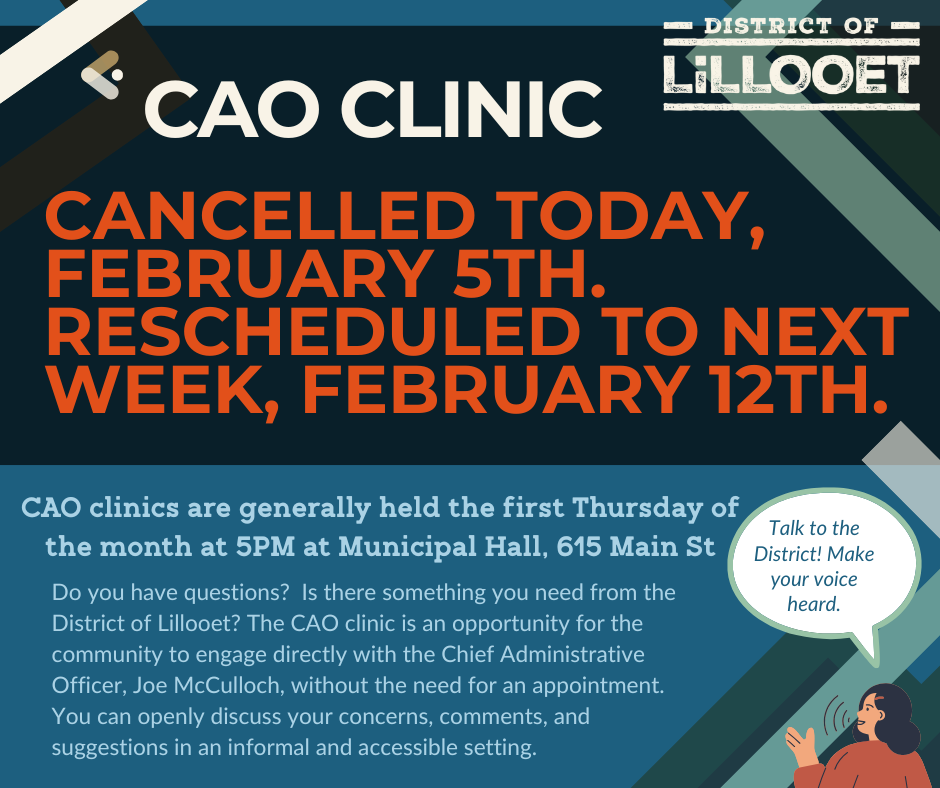CAO Clinic - Cancelled Feb. 5th - Rescheduled to Feb. 12th