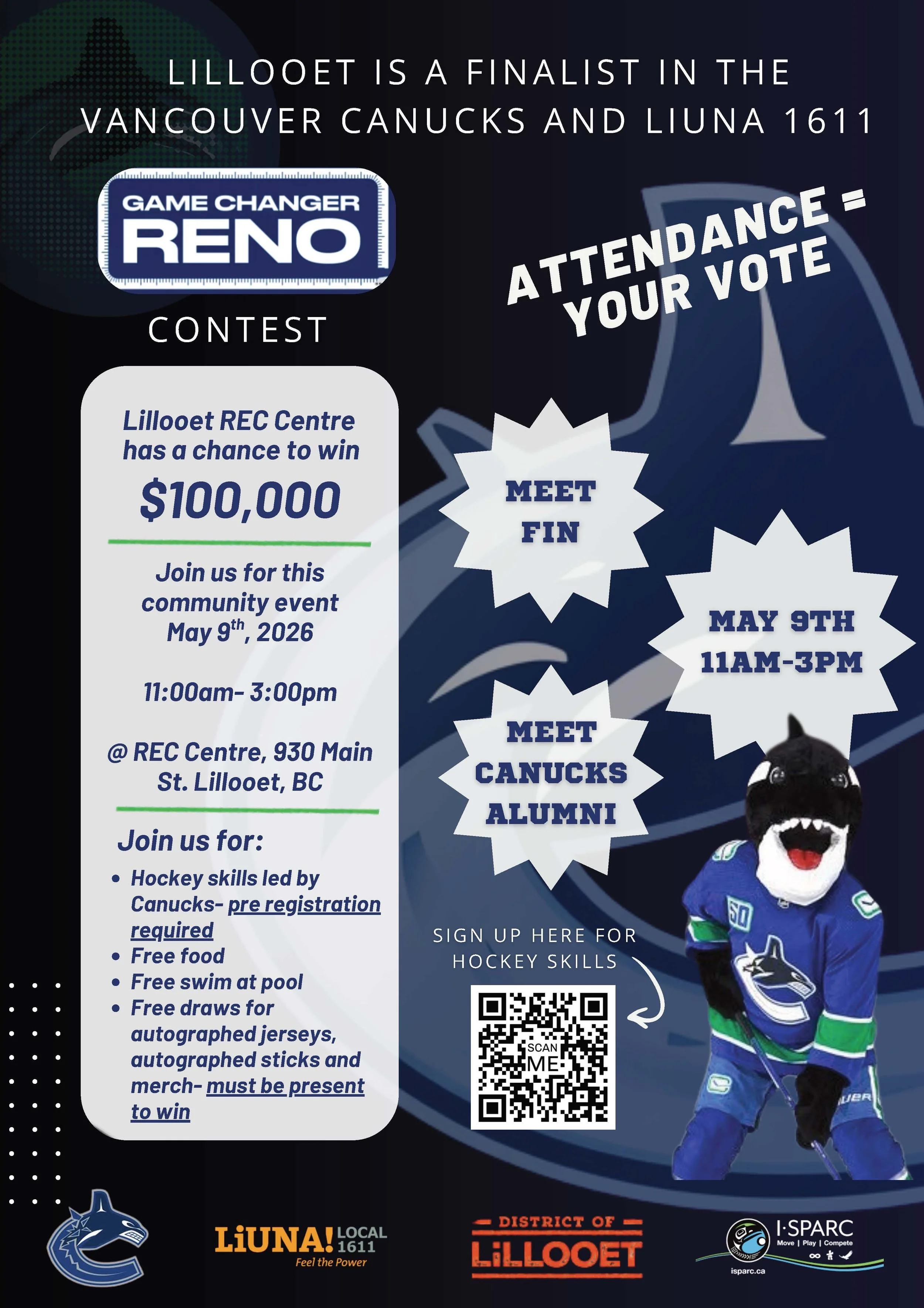 Lillooet REC Centre is a finalist in the Vancouver Canucks + LiUNA Local 1611 ‘Game Changer Reno Contest