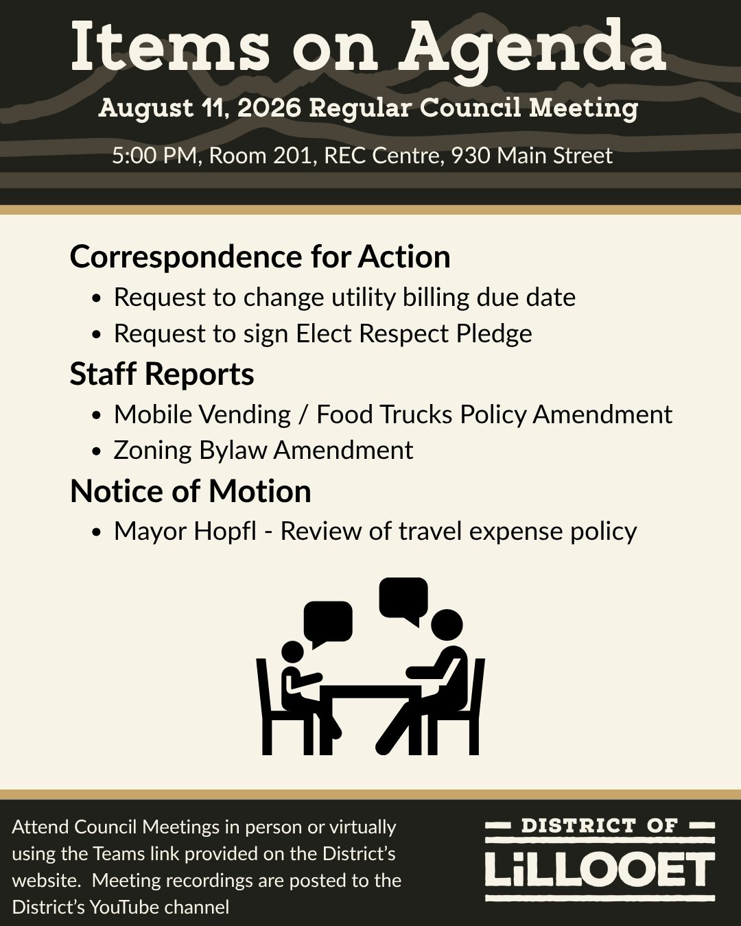 August 11, 2026 Regular Council Meeting