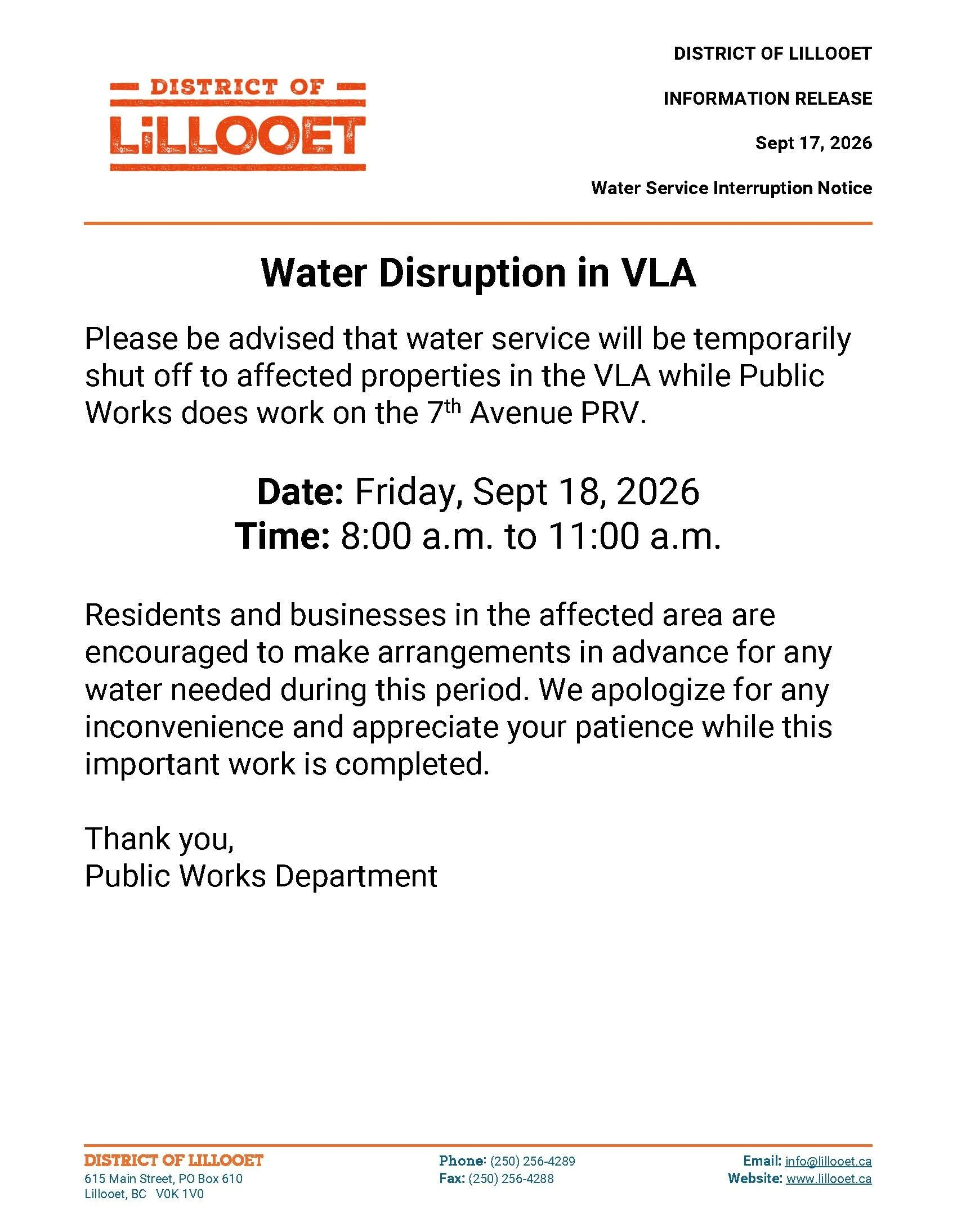 Water Disruption in VLA
