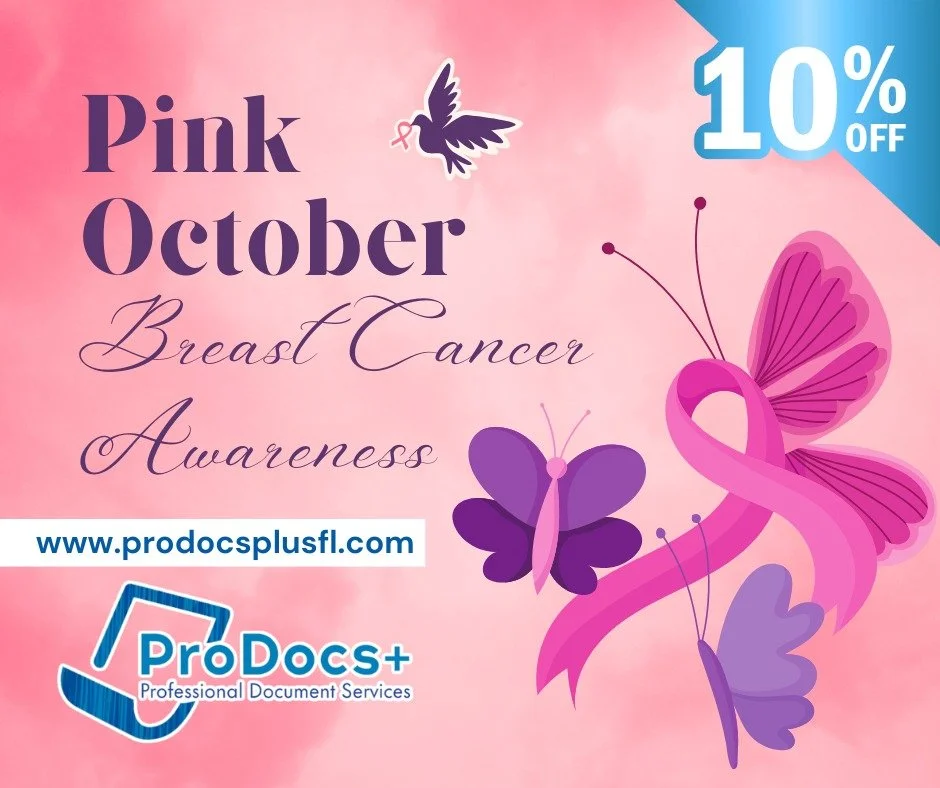 ๐ Supporting Our Community: Pink October & Pro Docs Plus ๐
October is Breast Cancer Awareness Month, a time to honor survivors, remember those we've lost, and support the fight against this disease. At Pro Docs Plus, we believe in standing wit