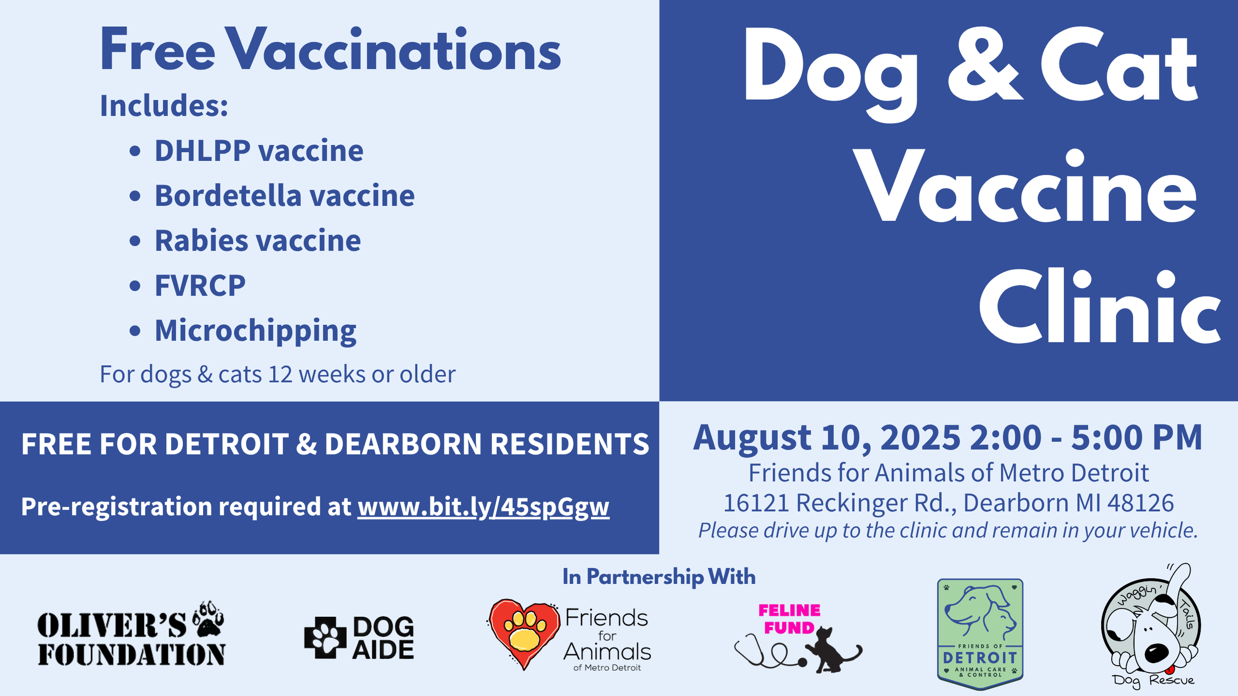 FREE Vaccine Clinic for Dogs and Cats of Detroit and Dearborn Residents