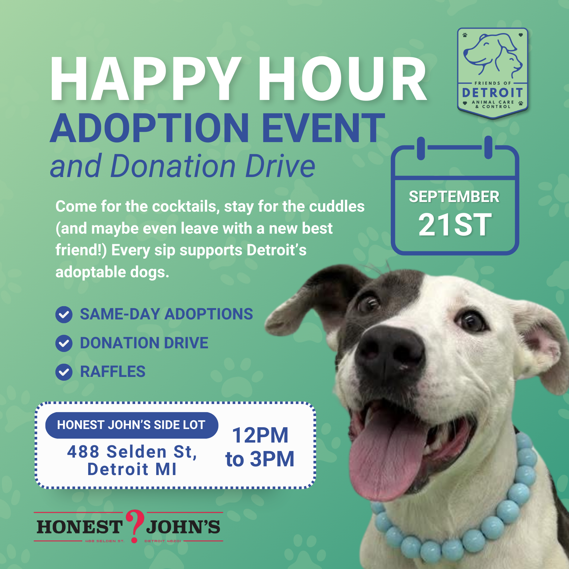 Happy Hour Adoption Event at Honest John’s