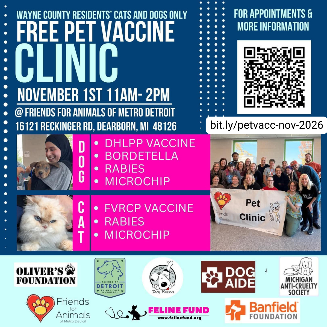 FREE Cat and Dog Vaccine Clinic for Wayne County Residents