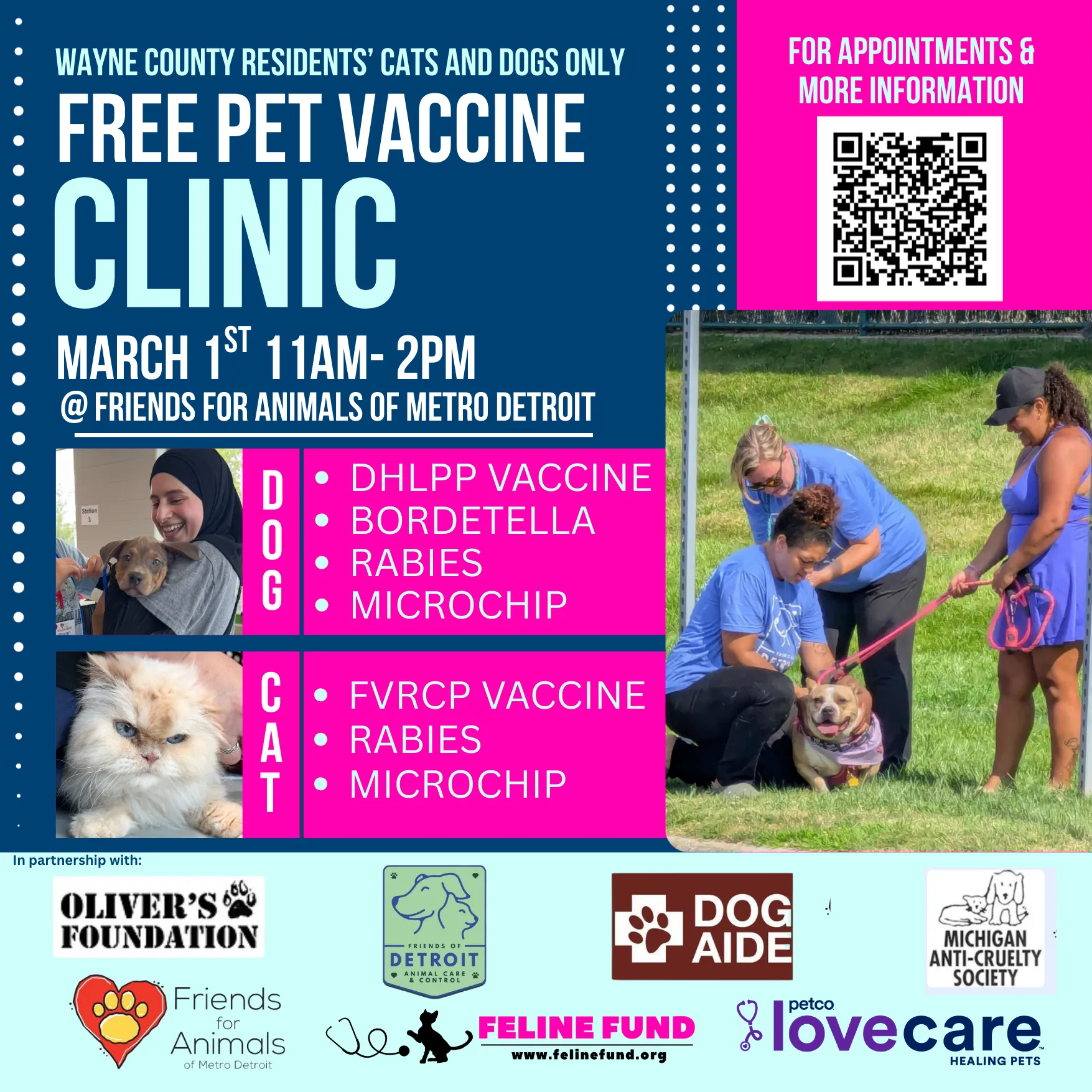 Flyer with the information for the free vaccine clinic