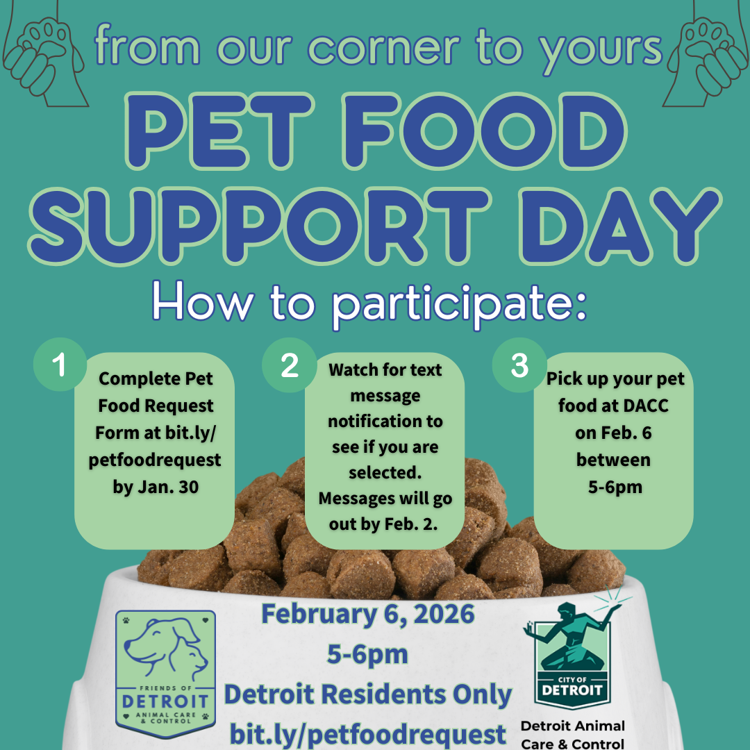 The flyer for the pet food support day