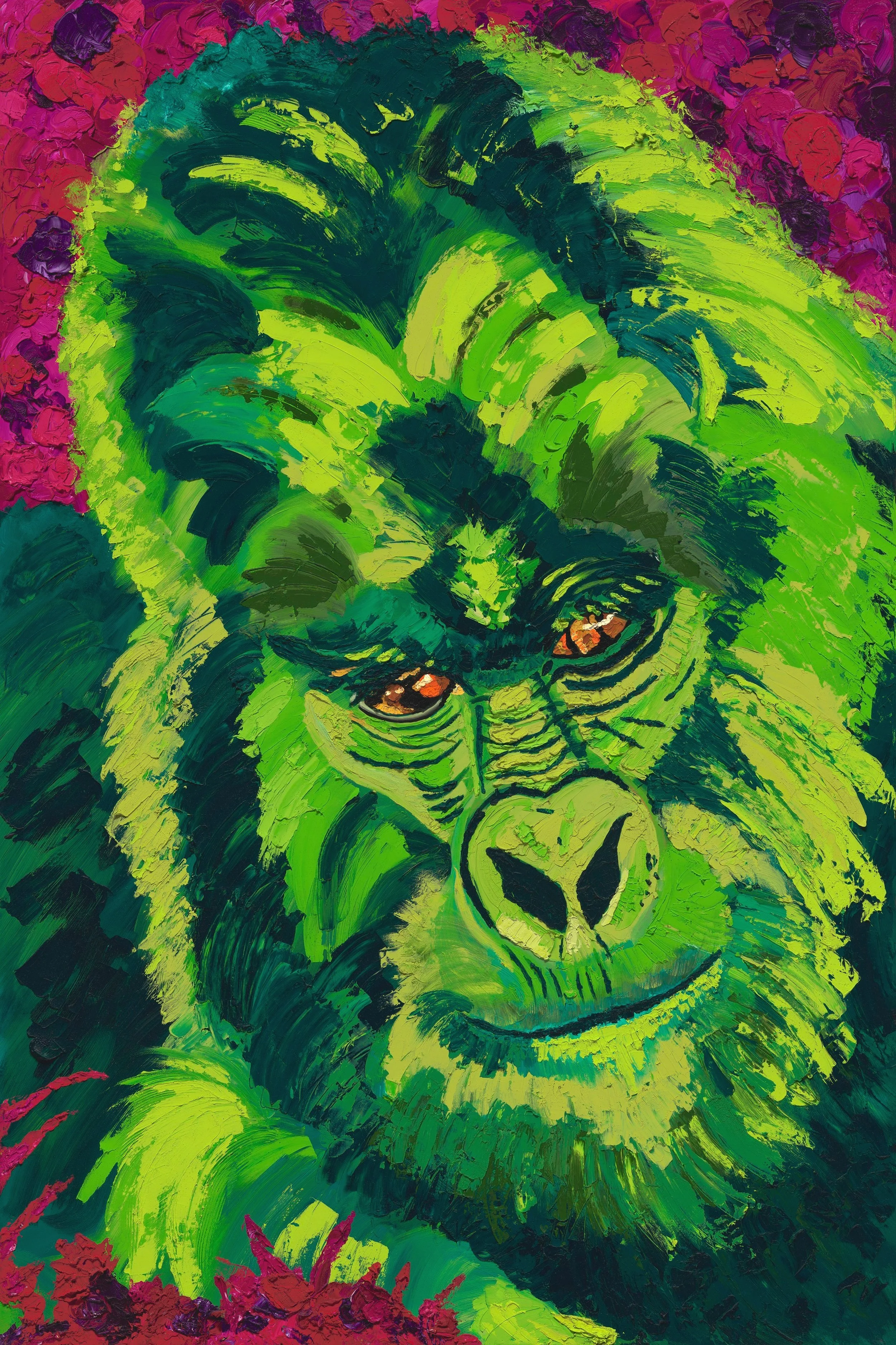 Green Gorilla, oil on canvas, 72 x 48 x 1.5 Inches 
