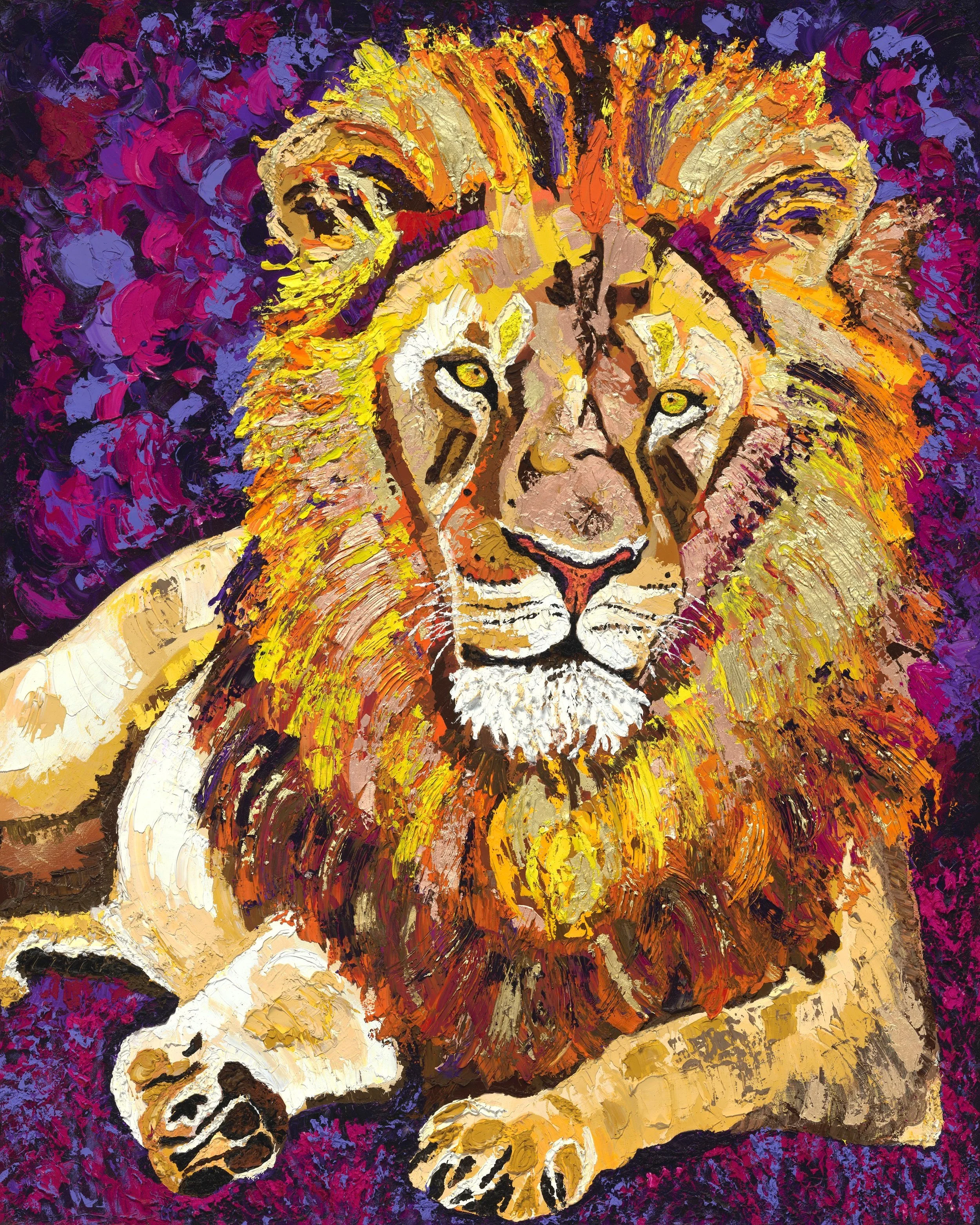 O Lion, My Lion, oil on canvas, 60 x 48 x 1.5 Inches