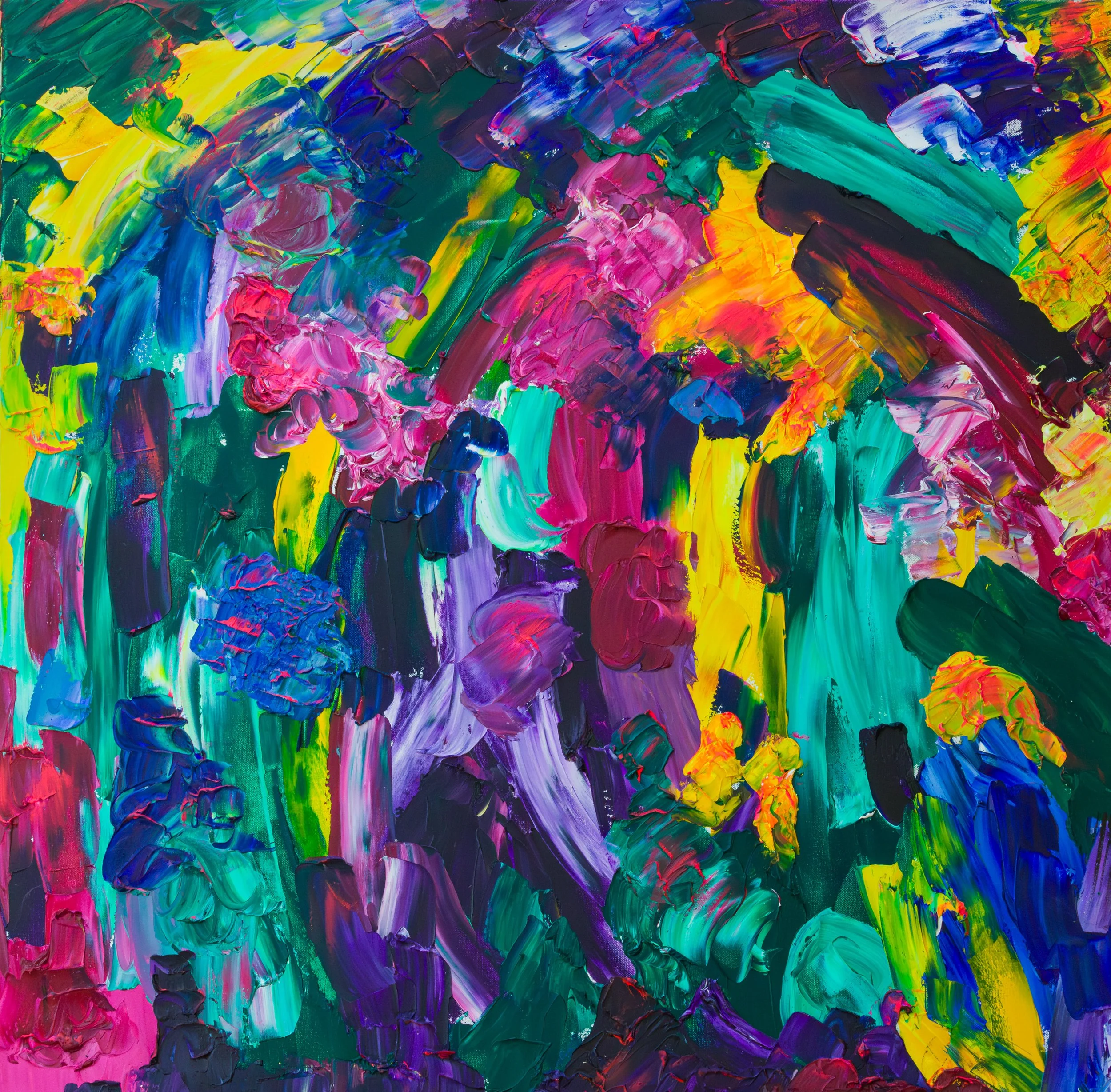 Snowboard, oil on canvas, 36 x 36 x 1.5 Inches