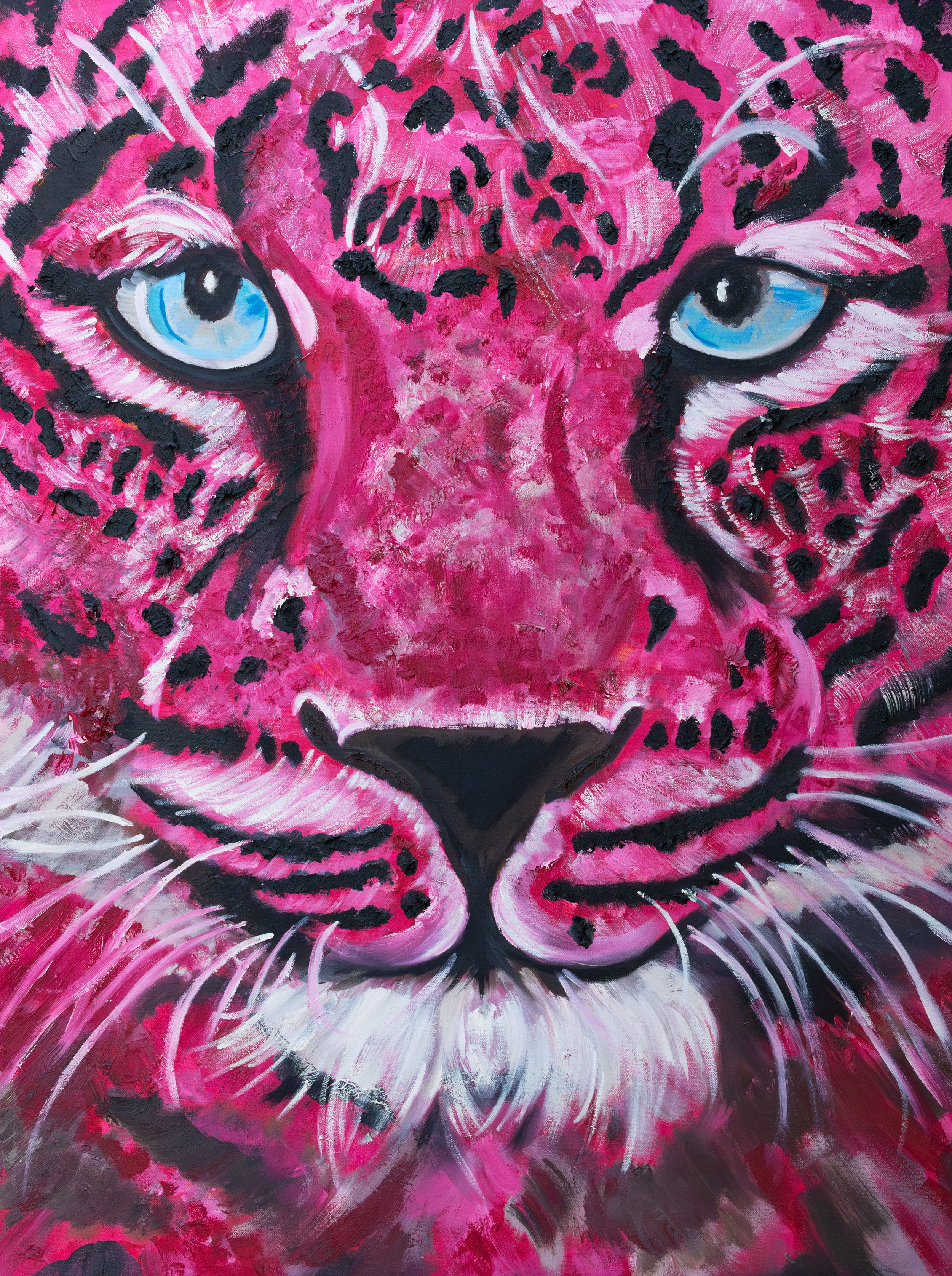 Pink Leopard, oil on canvas, 40 x 30 x 1.5 Inches