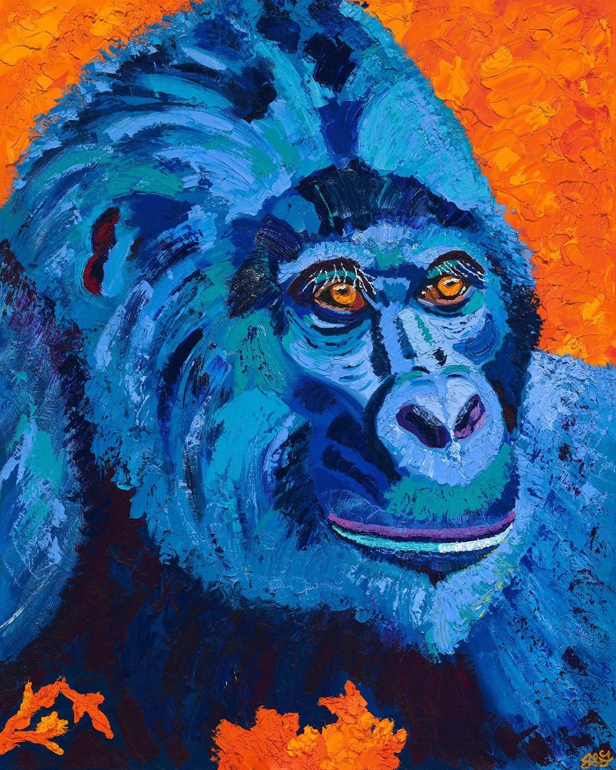 Blue Gorilla, oil on canvas, 60 x 48 x 1.5 Inches (h x w x d)