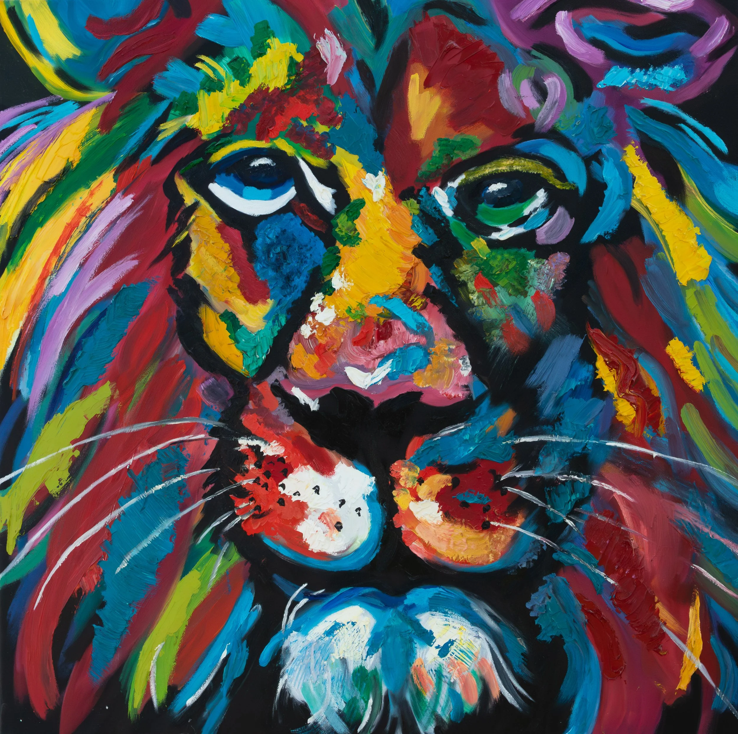 Lion Face, oil on canvas, 30 x 30 x 3/4 Inches (Online Inspiration)