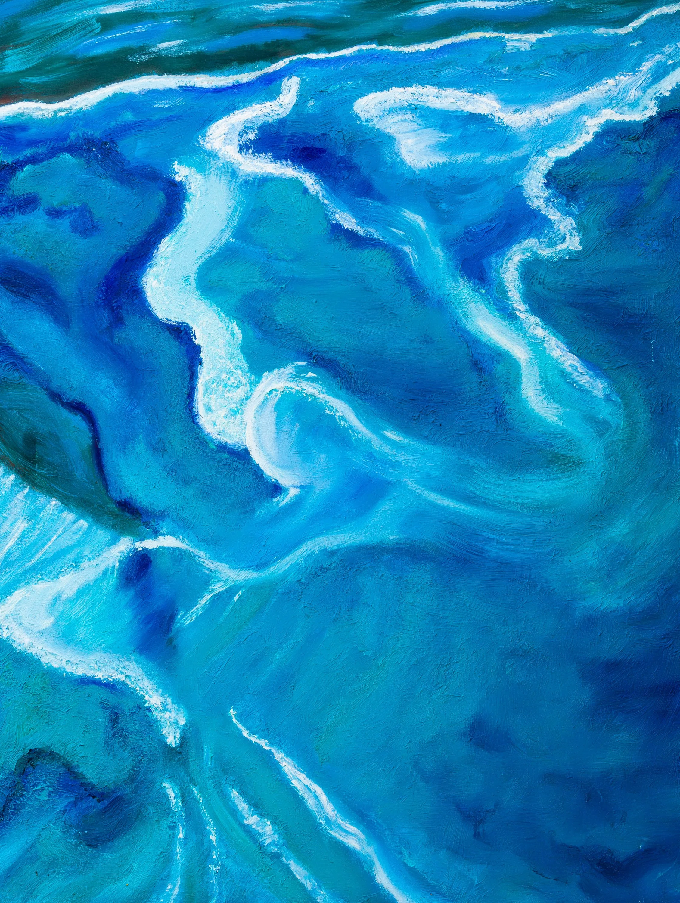 Mozambique Blue, oil on canvas, 40 x 30 x 1.5 Inches