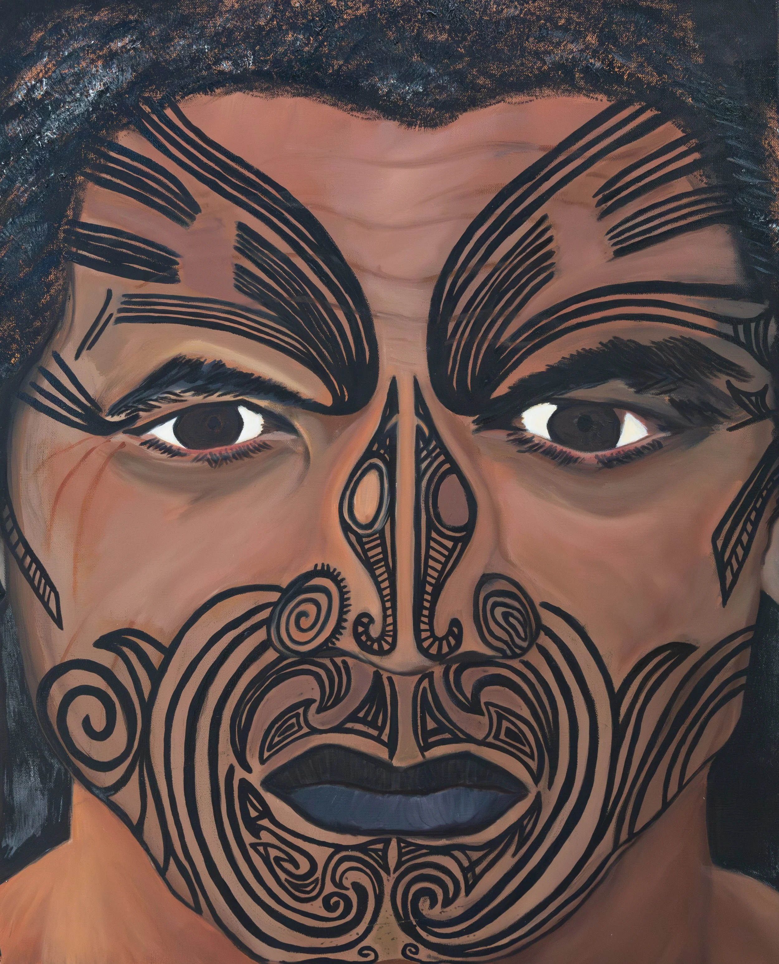 Indigenous Māori Man, oil on canvas, 30 x 24 x 1.5 Inches