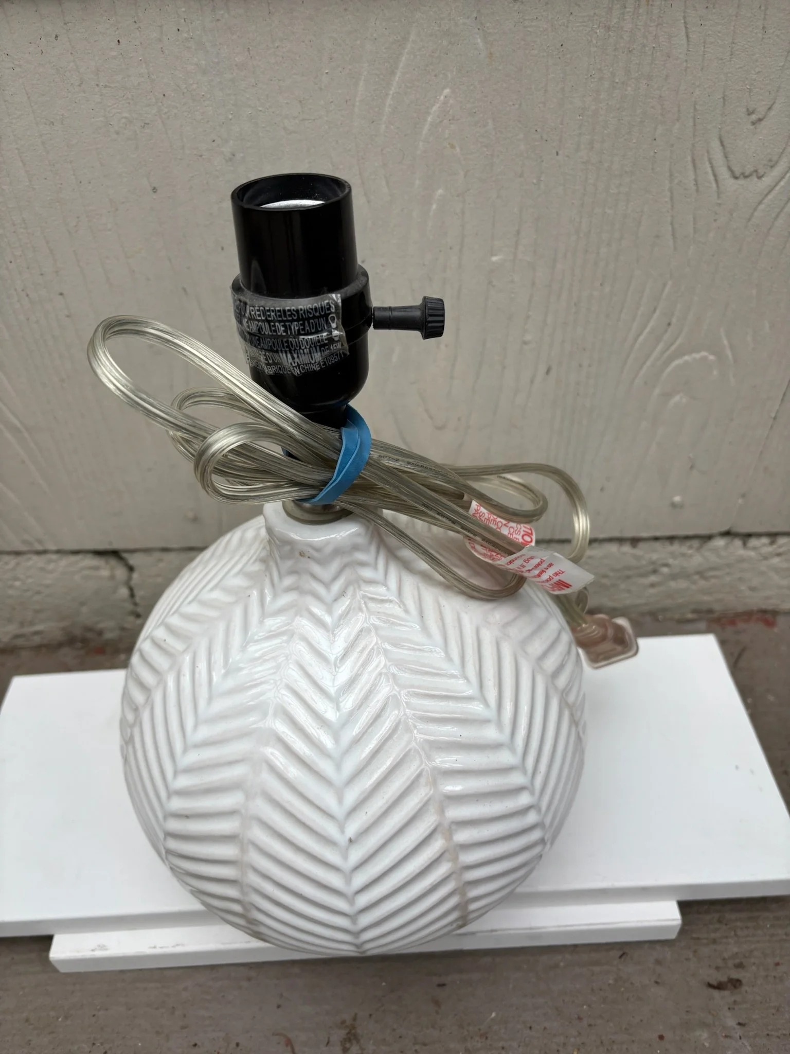 White Ceramic Teardrop Lamp 8x12" $18 (ST22)