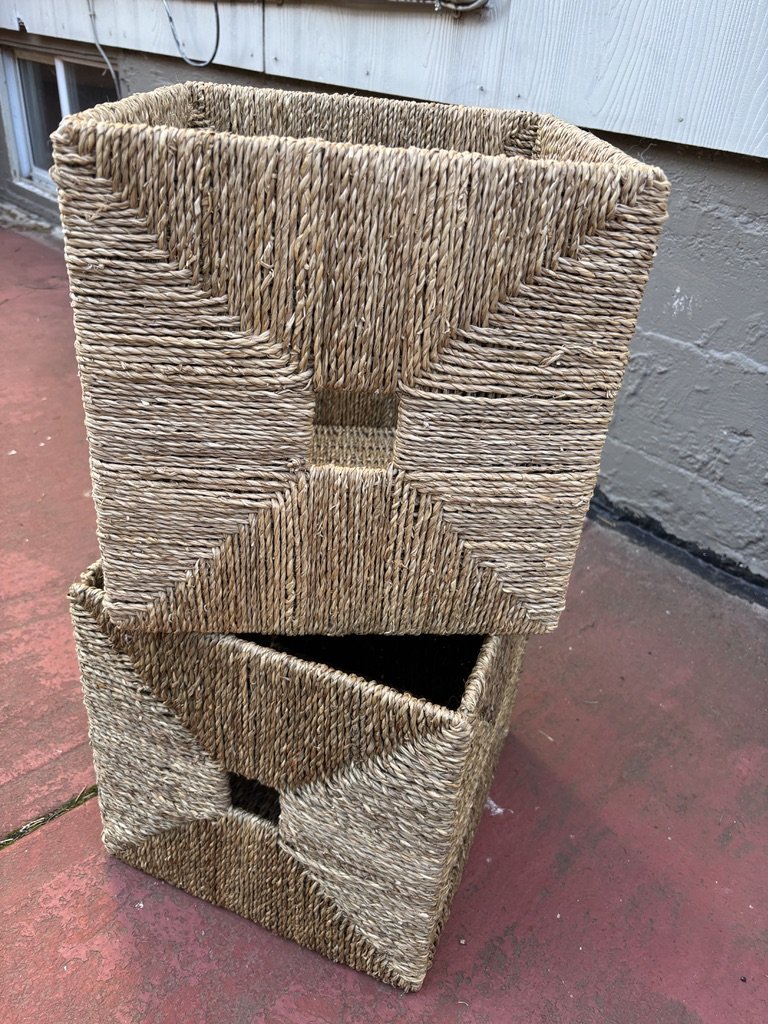 2 Seagrass Square Baskets 12 ½x13x12 ½ $30 Set (ST65)
