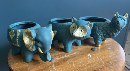 Animal Plant Holders Turquoise/Gold $15 set (ST58)