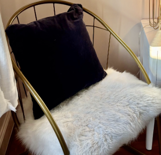 Gold Metal Chair with Sheepskin Cushion $45 (ST61)
