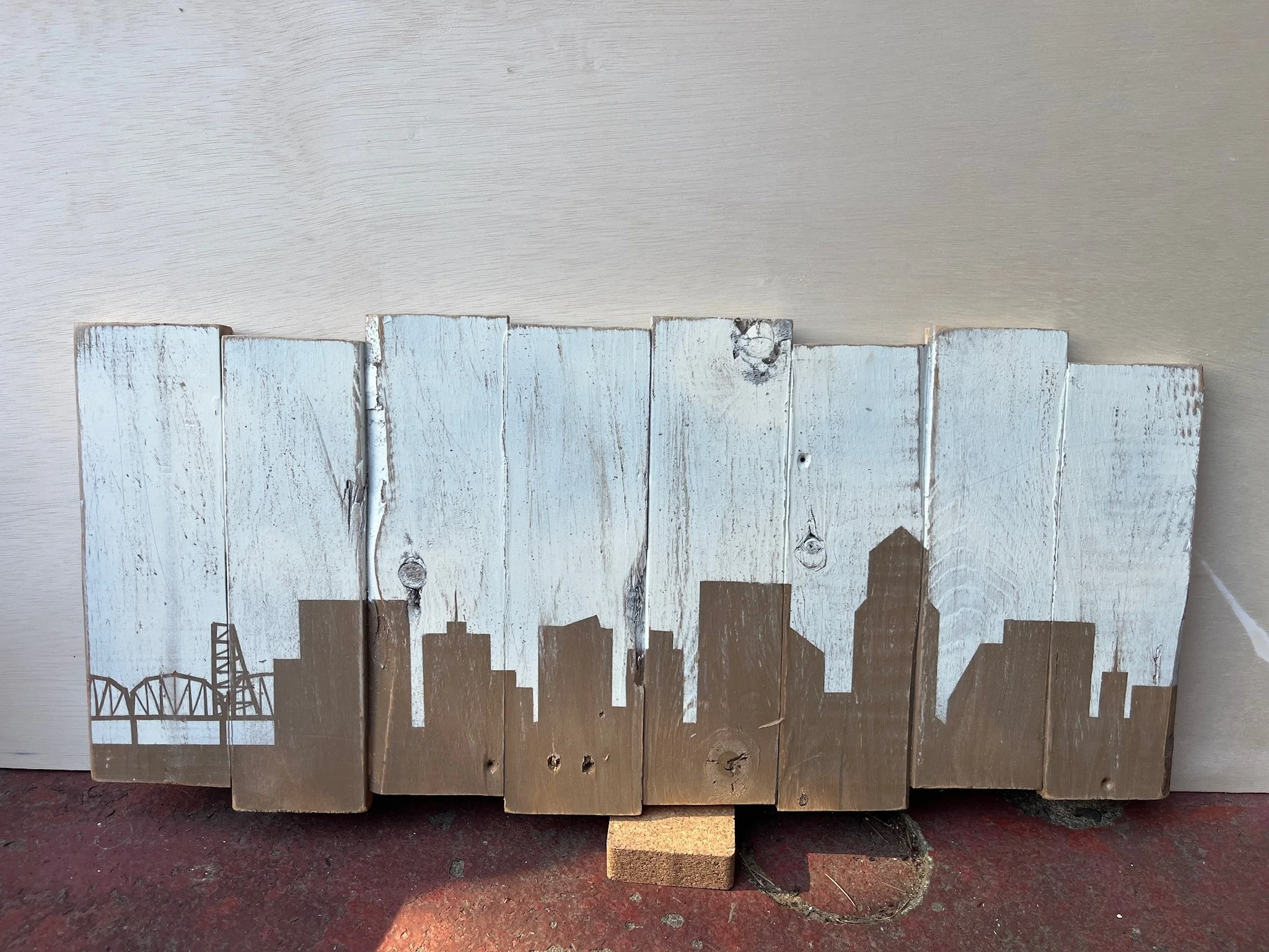 Wood City Scape Art $10 (ST15)