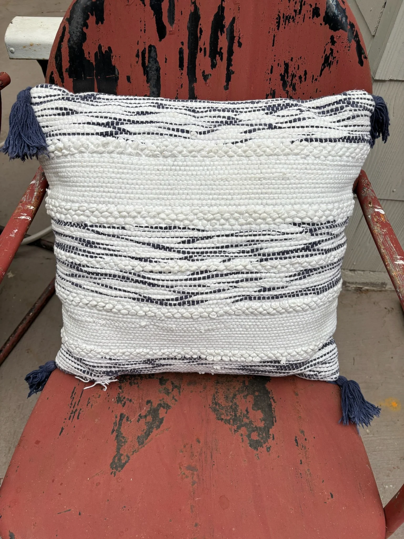 Blue/white Pillow with Tassel $10 (ST40)