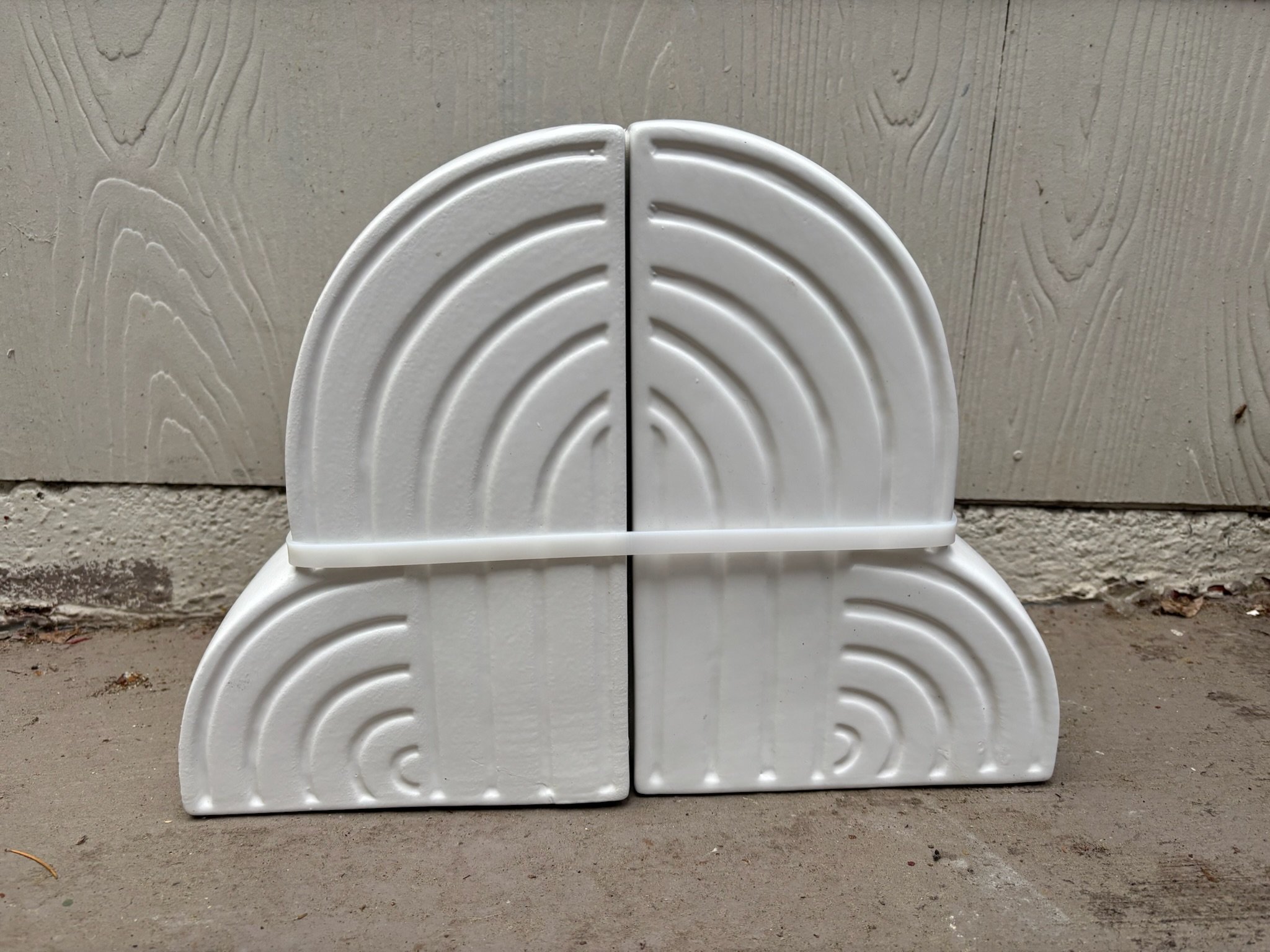 2 White Hollow Ceramic Book End Set $22 each (ST33)