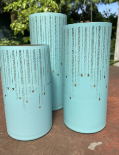 Turquoise Glass Vases/Decor 8"-9"-10" $15 Set (ST63)