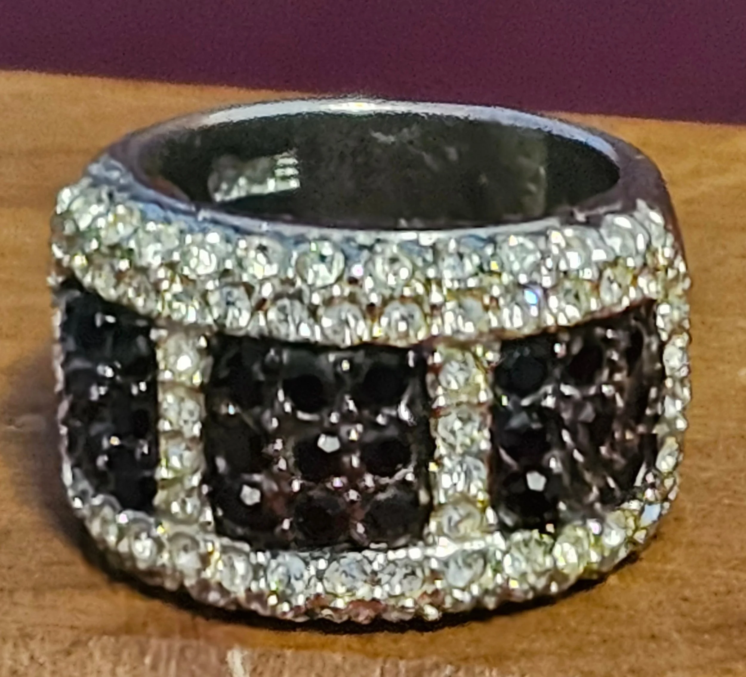CZ / Black  stones Ring -  Size 5