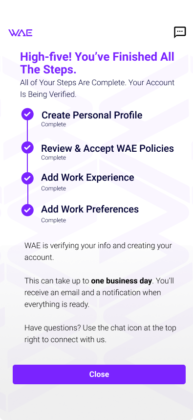 Progress Screen 4 - end of workflow