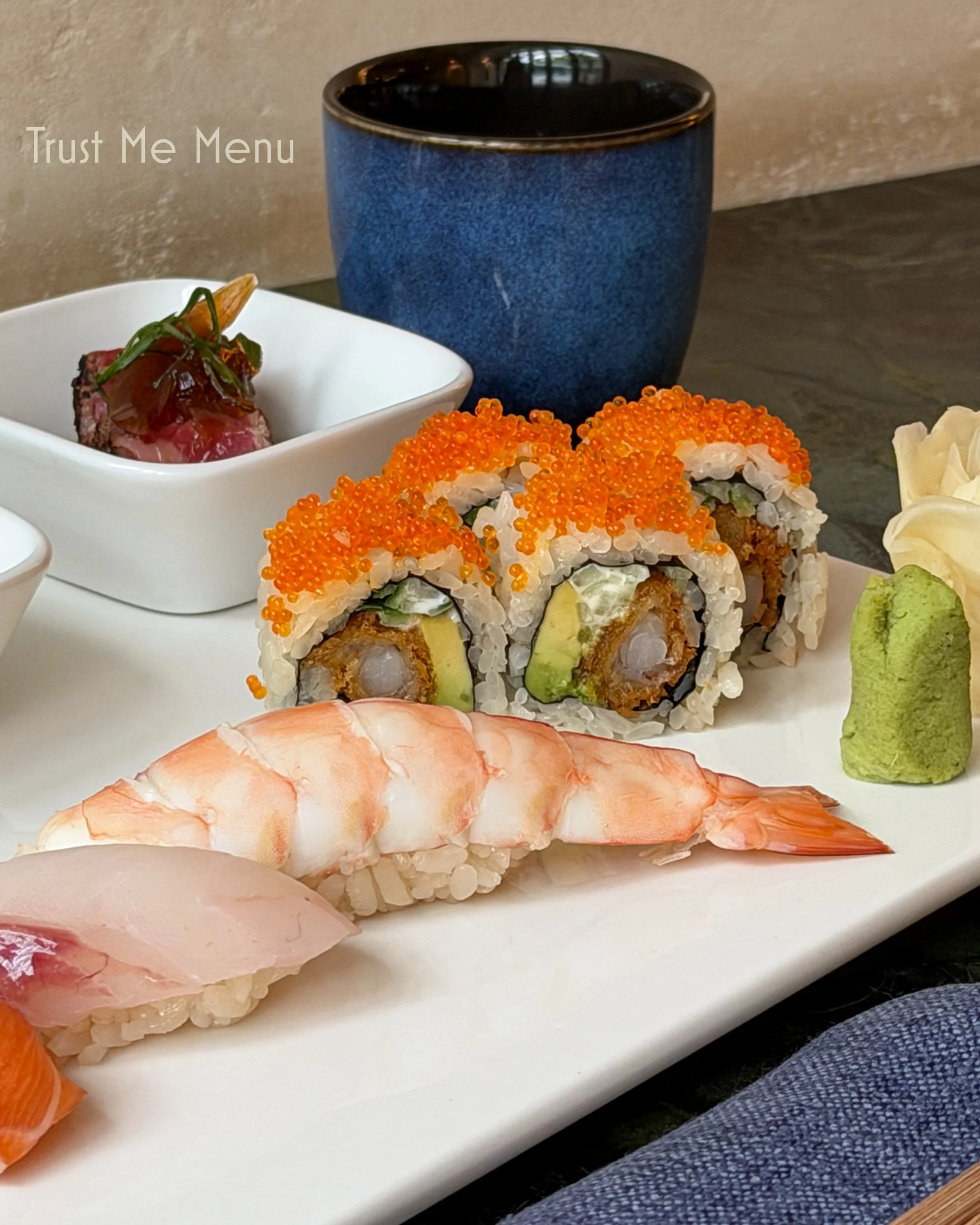 Our Trust Me Menu changes with the season.
Showcasing premium seafood and produce sourced daily from Australia and New Zealand.
From knife work to plating, every detail is guided by precision, balance, and traditional Japanese technique.
Trust Me $49